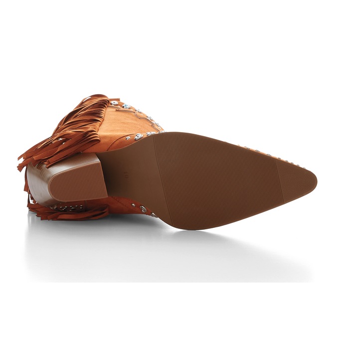 Azalea Wang Anorak Fringe & Stud Faux-Suede Bootie with 3" Heel for Women, , large