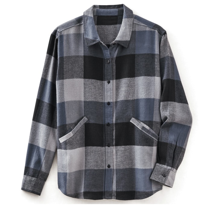 Plaid Shacket, Black, large