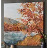 Autumn Lake View Wall Art and Set of 2 Scrolls and Leaves Wall Sconces, , large