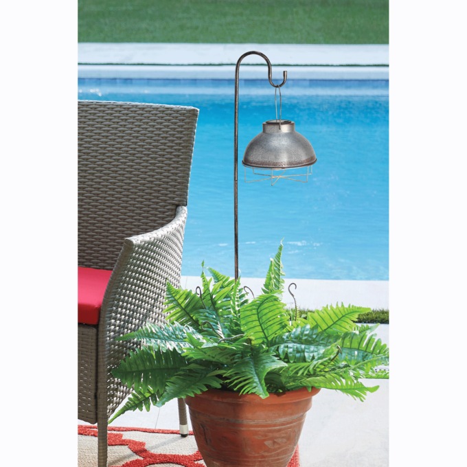 Solar Lamp with Stake, Silver, large