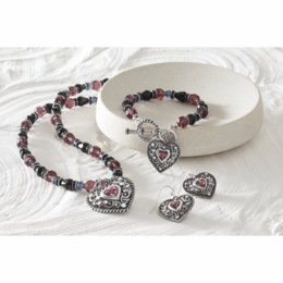 Crystal Heart Necklace, Bracelet and Earring Set, , large