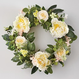 White Peony Spring Wreath, , large