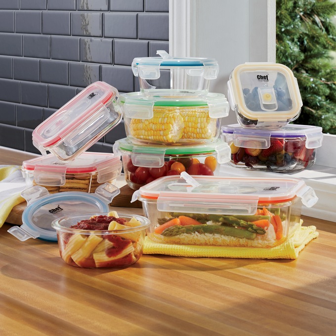 Chef Tested 18-Piece Glass Storage Set with Lids, , large