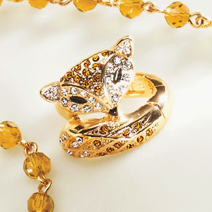 Crystal Fox Stretch Ring, , large