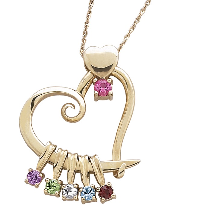 Personalized Birthstone Charm Pendant, , large