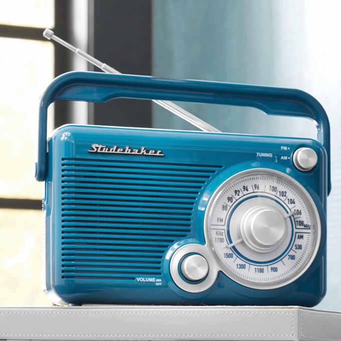 Studebaker Portable AM/FM Radio, Blue, large