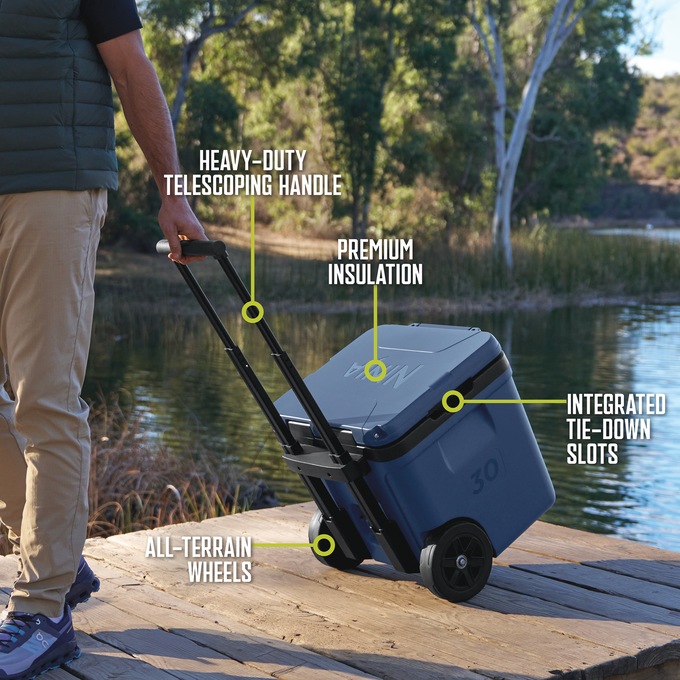 Ninja FrostVault 30-Quart Wheeled Cooler with Dry Zone, Blue, large