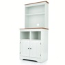 Katie Microwave Stand with Hutch, Oak White, large
