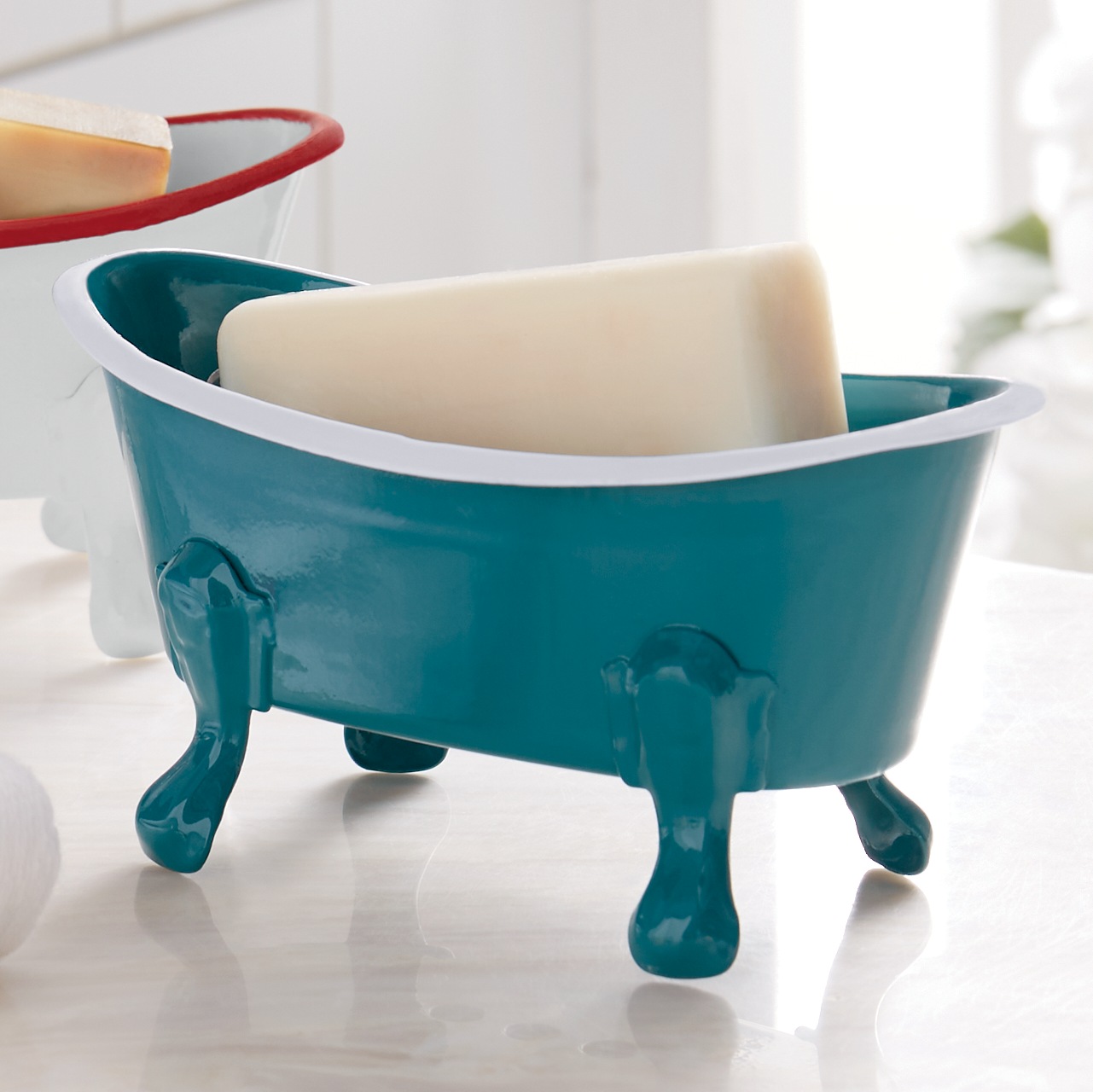 Bathtub Soap Dish, Teal, large