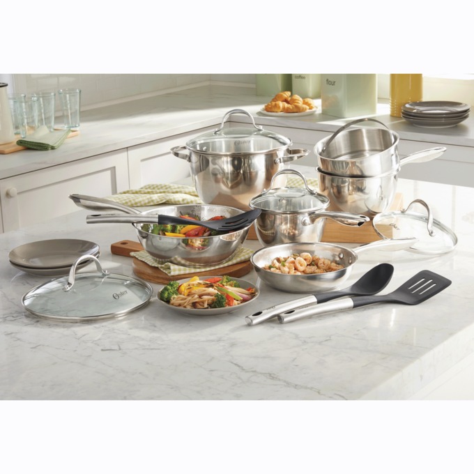 13-Piece Oster Ridgewell Stainless Steel Cookware Set, , large