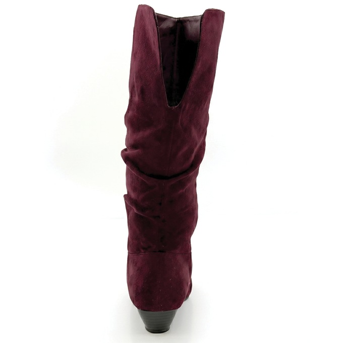Amanda D'Laurie Tall Scrunch Boot: Rich Faux Suede with 1" Wedge Heel, , large
