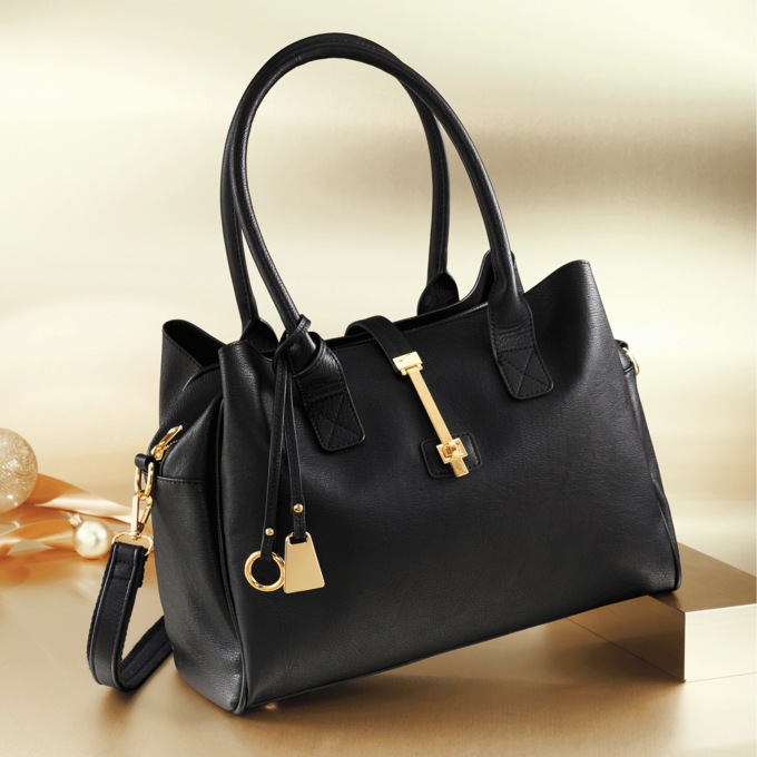 Jasmine 3-Compartment Satchel with Zip Closure and Adjustable Removable Strap, , large