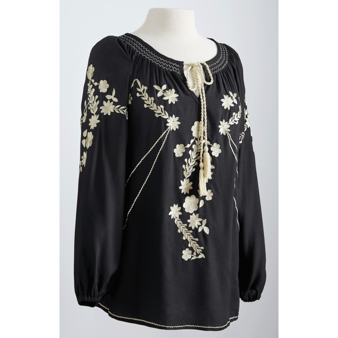 Solid Embroidered Tunic, , large