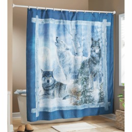Winter Wolves Shower Curtain, , large