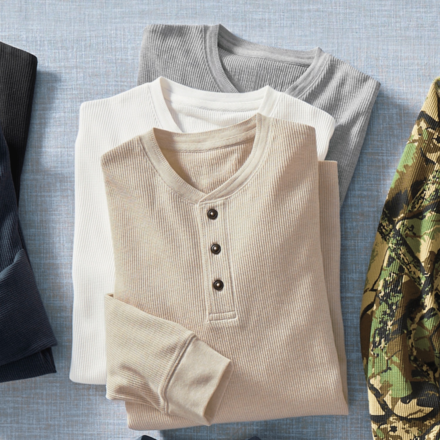 Men's 3-Pack Cotton-Blend Thermal Henleys | Seventh Avenue