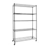 Wide 5-Tier Rolling Metal Wire Storage Rack with Wheels, , large