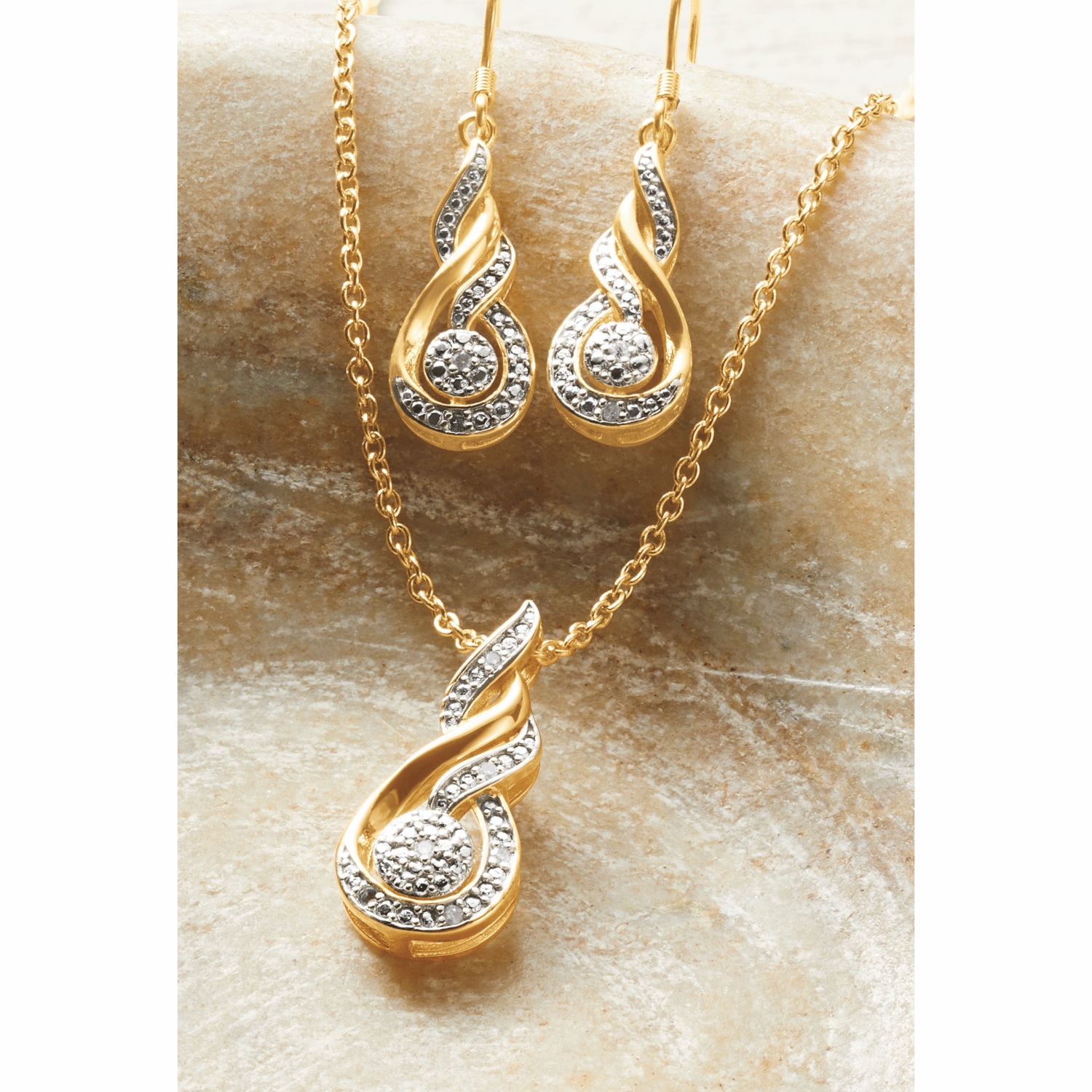 アクセサリー ct Diamond Swirl Necklace and Earring Set | Seventh Avenue