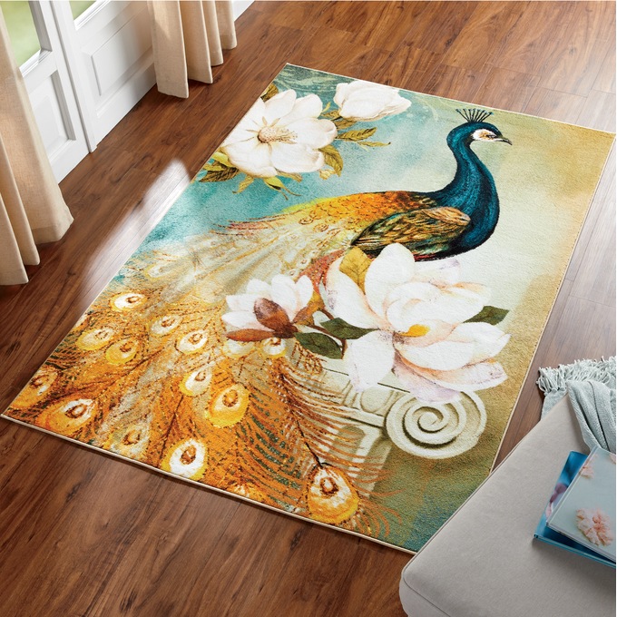 Peacock Floral Rug, , large