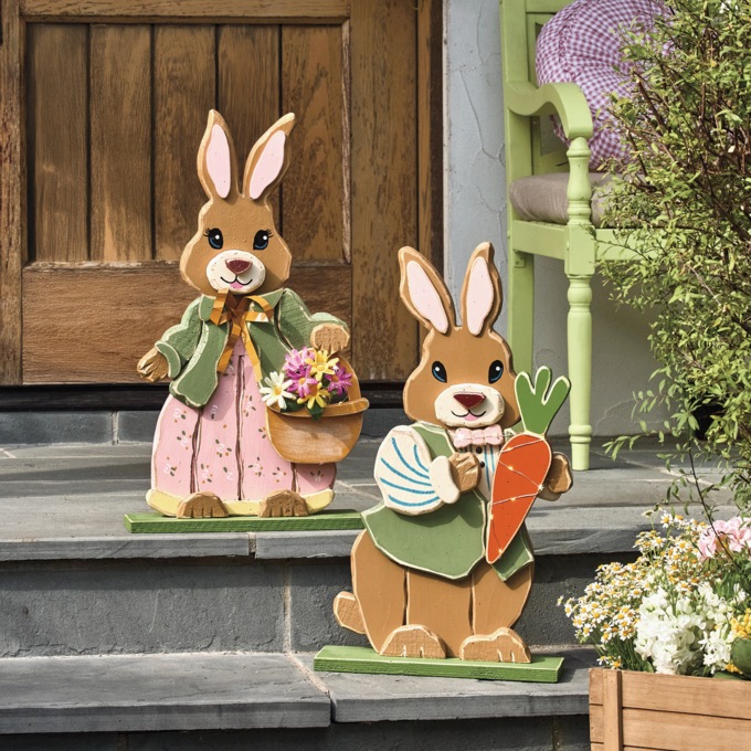 Chunky Wood Cutouts Lit Boy or Girl Bunny, , large