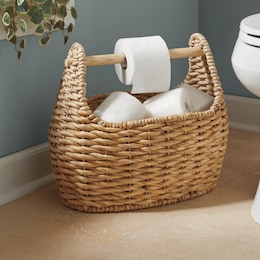 Toilet Paper Holder Wicker Basket, , large