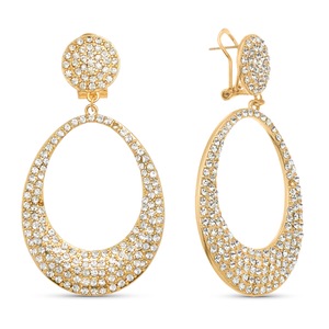 Crystal Pavé Oval Earrings, , large