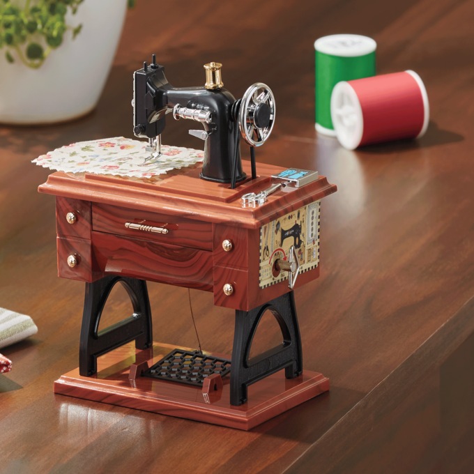 Vintage-Style Sewing Machine Music Box, , large