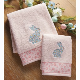 2-Piece Embroidered Bunny Towel Set, , large