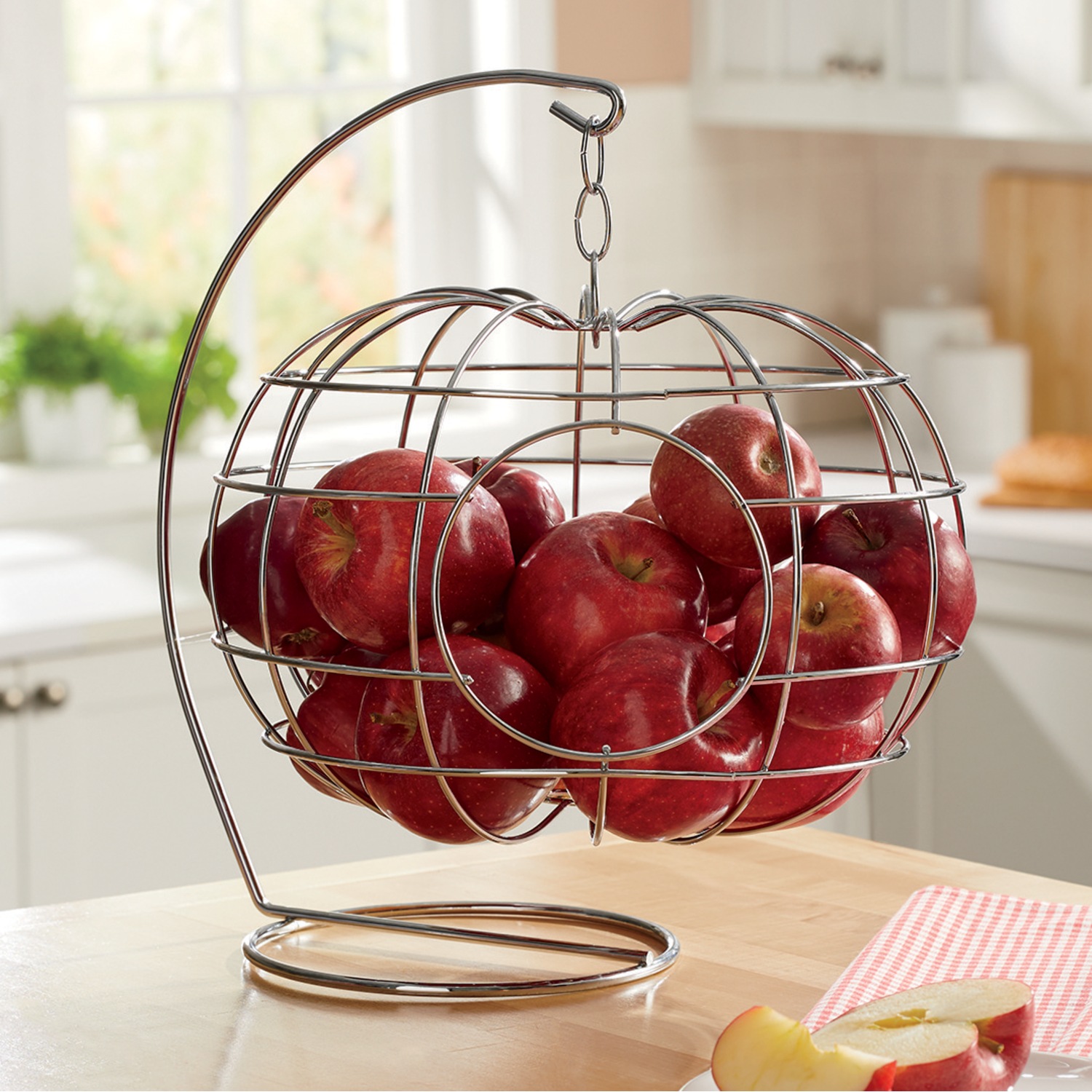 Apple-Shaped Hanging Fruit Basket | Seventh Avenue