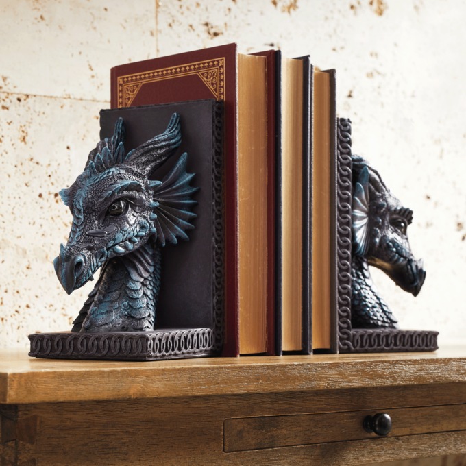 Set of 2 Dragon Head Bookends, , large