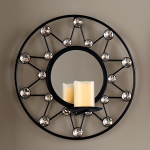 Round Gem Mirrored Sconce, , large