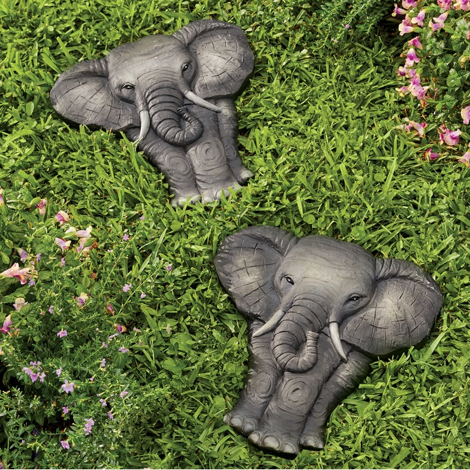 Set of 2 Elephant Stepping Stones, , large