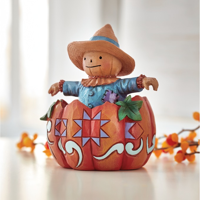 Jim Shore Harvest Scarecrow In Pumpkin, , large