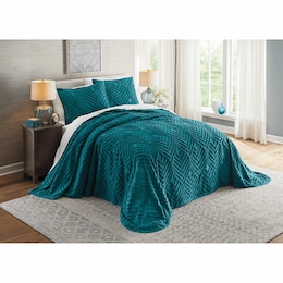 Moderne Chenille Bedspread, Teal, large