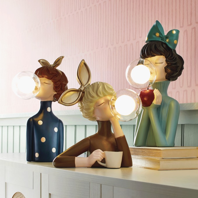 Figural Bubble Gum Lady Lamp, , large