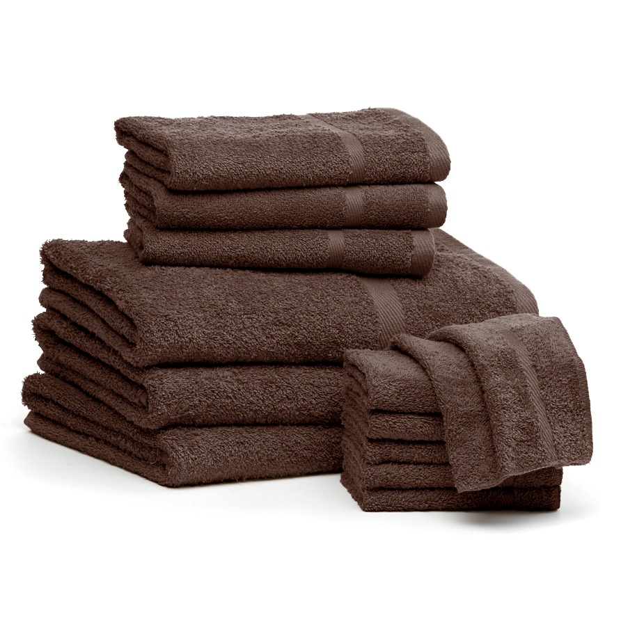 12-Piece Serene Cotton Terry Bath Towel Set, Chocolate, large
