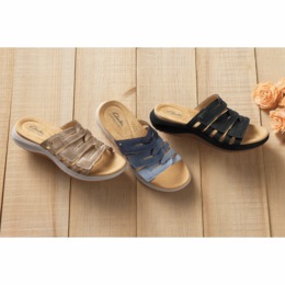 Clarks Leather Maelynn Abby Slide with Hook-and-Loop Closure, , large