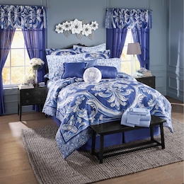 Baroque 30-Piece Medallion Comforter Set with Window Treatments, , large