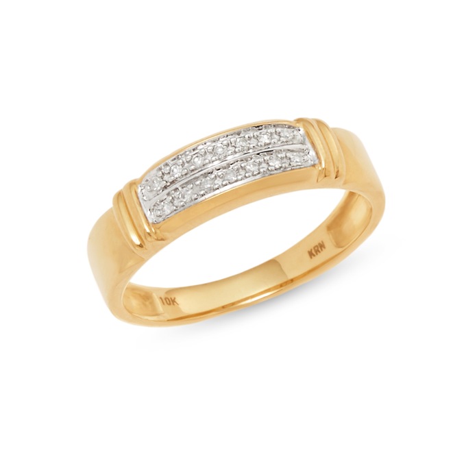 Unisex Diamond 10K Double Row Ring, , large
