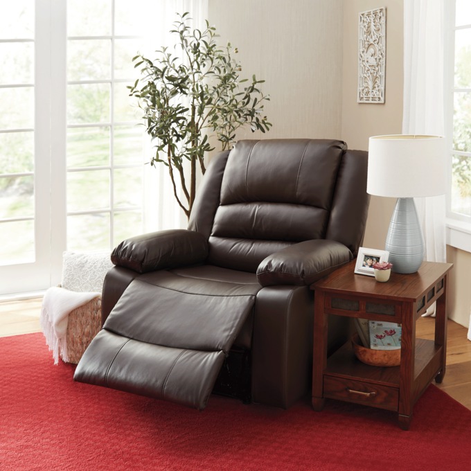 Overstuffed Recliner, Brown, large