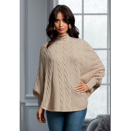 Denise Cable Poncho Sweater, , large