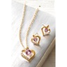 Gemstone Heart Pendant & Earring Set, , large
