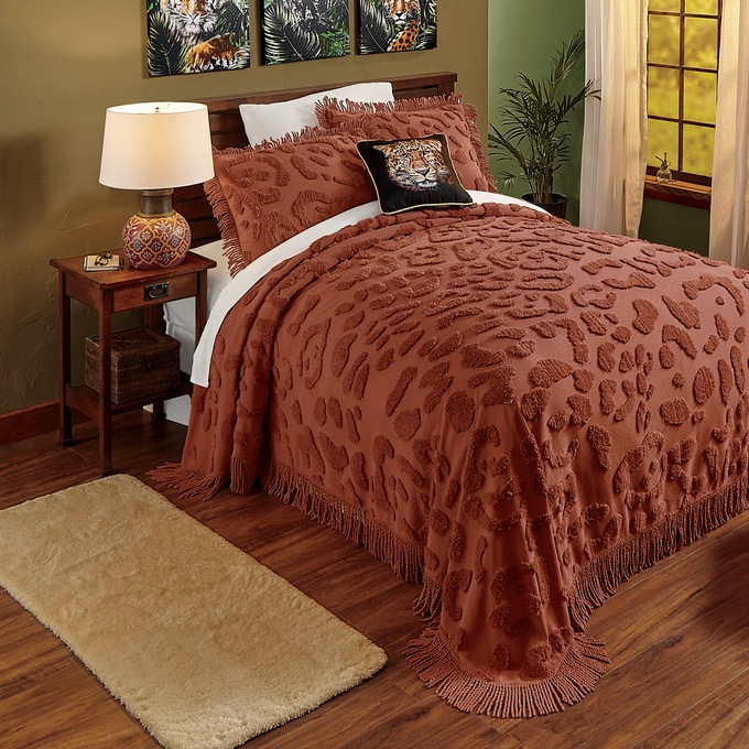 Leopard Chenille Bedspread, , large