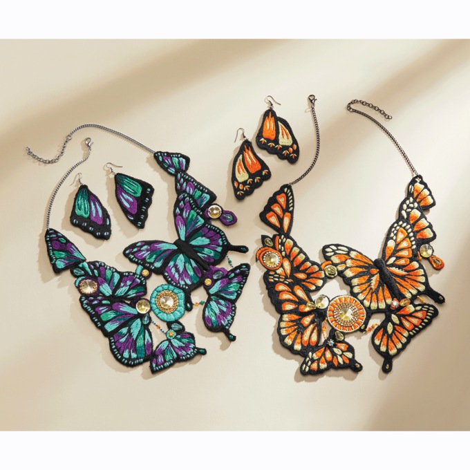 Bead Butterfly Necklace & Earring Set, , large