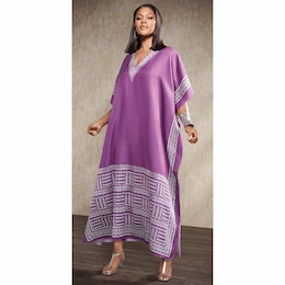 Chi Women's Long Caftan with Regal Border Print, , large