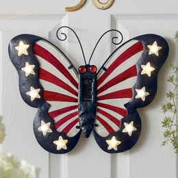 Americana Solar Lit Butterfly Wall D&amp;eacute;cor, , large