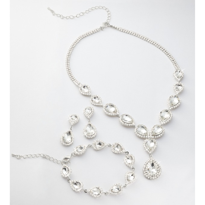Crystal Pear-drop Jewelry Set, , large
