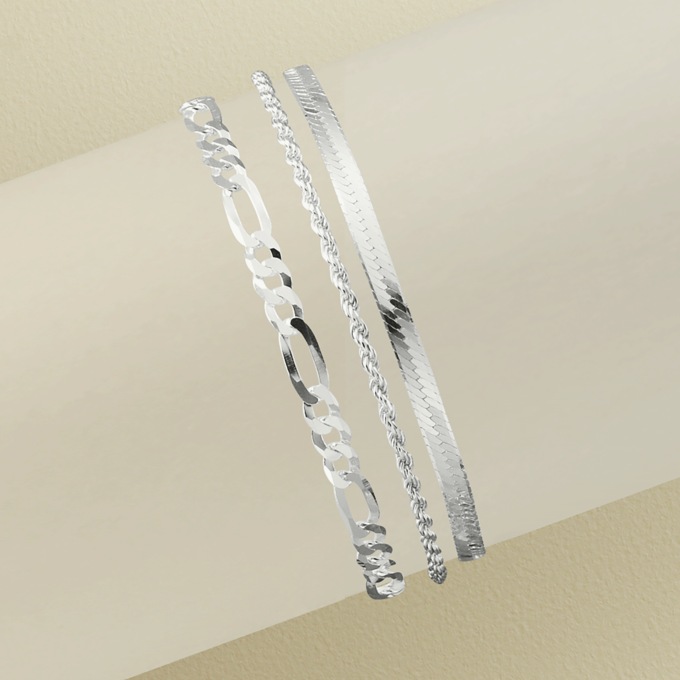 3-Piece Chain Bracelet Set, , large