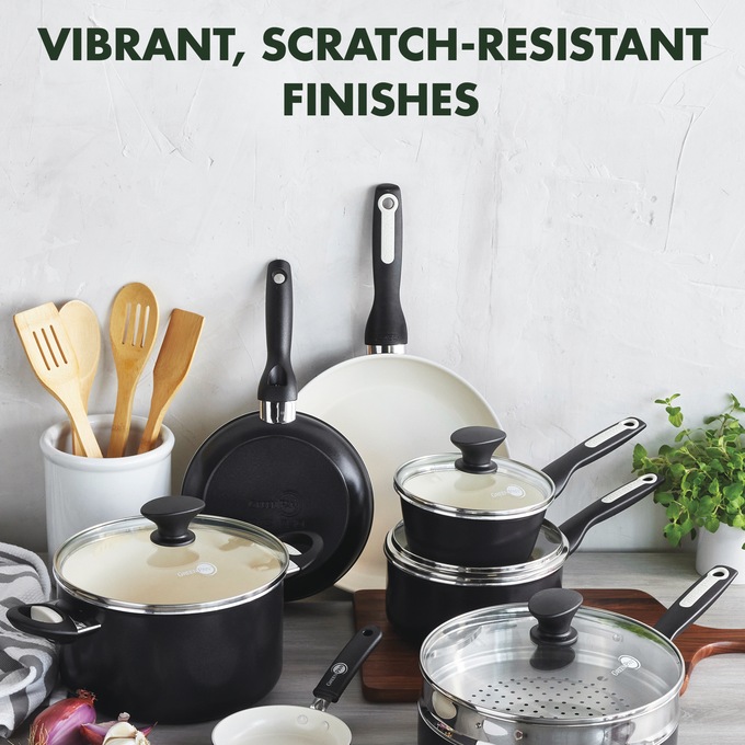 GreenPan Rio 16-Piece Cookware Set, Black, large