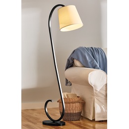 Serendipity Curved Metal Floor Lamp with Fabric Shade, , large