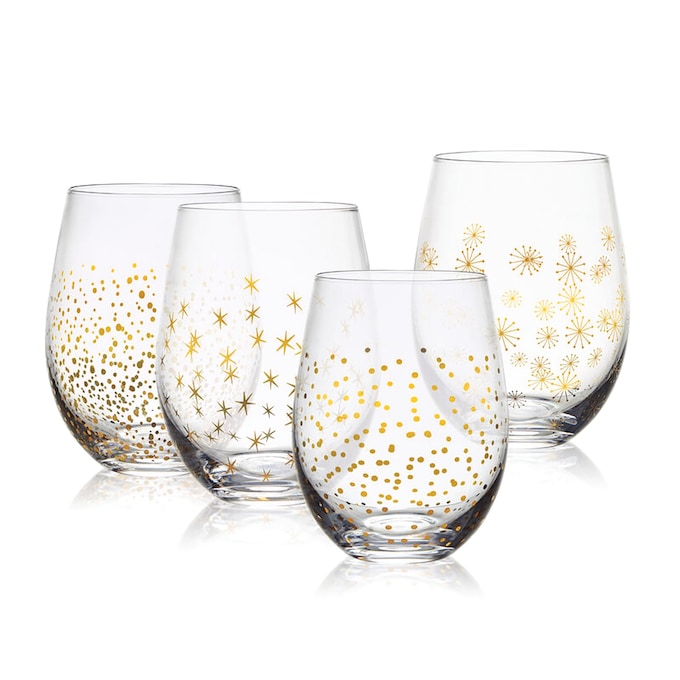 Mikasa Party Set of 4 Assorted Stemless Wine Glasses, , large